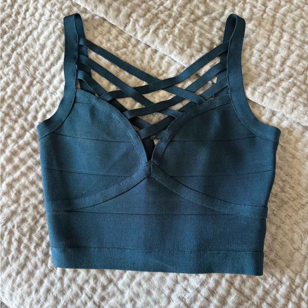 Bebe Blue Strappy Top